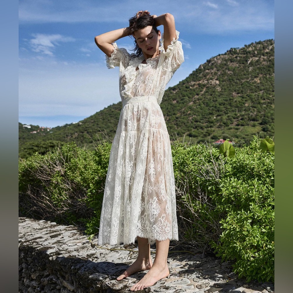 NWT Dôen Sebastiane Lace Skirt in ‘Sea Salt’